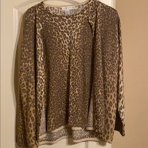 Trendy animal print cardigan set